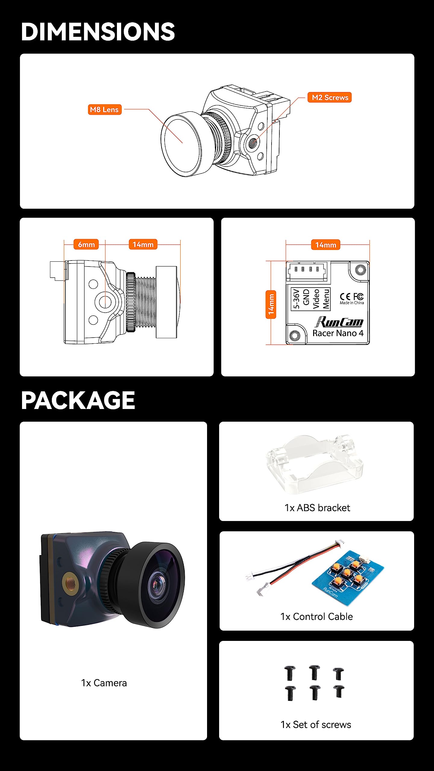 Amazon.com: RunCam Racer Nano 4 FPV Camera - Waterproof 1200TVL
